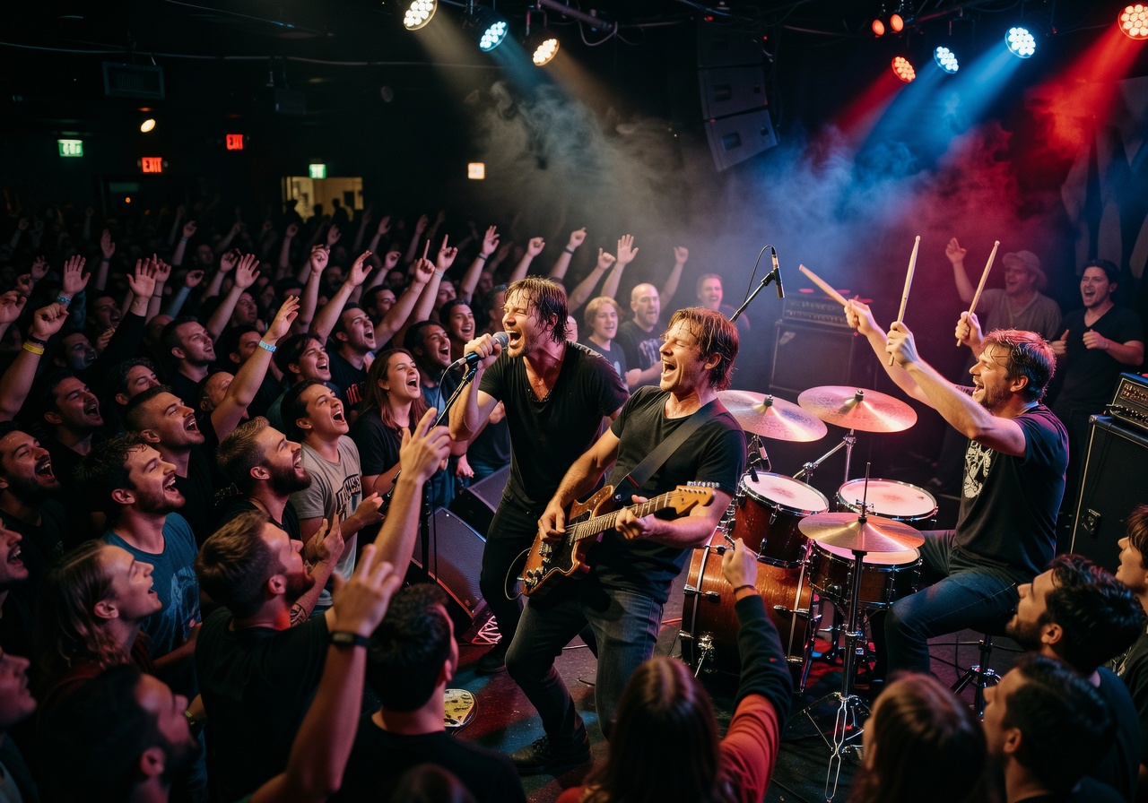 Live music performance in a crowded venue