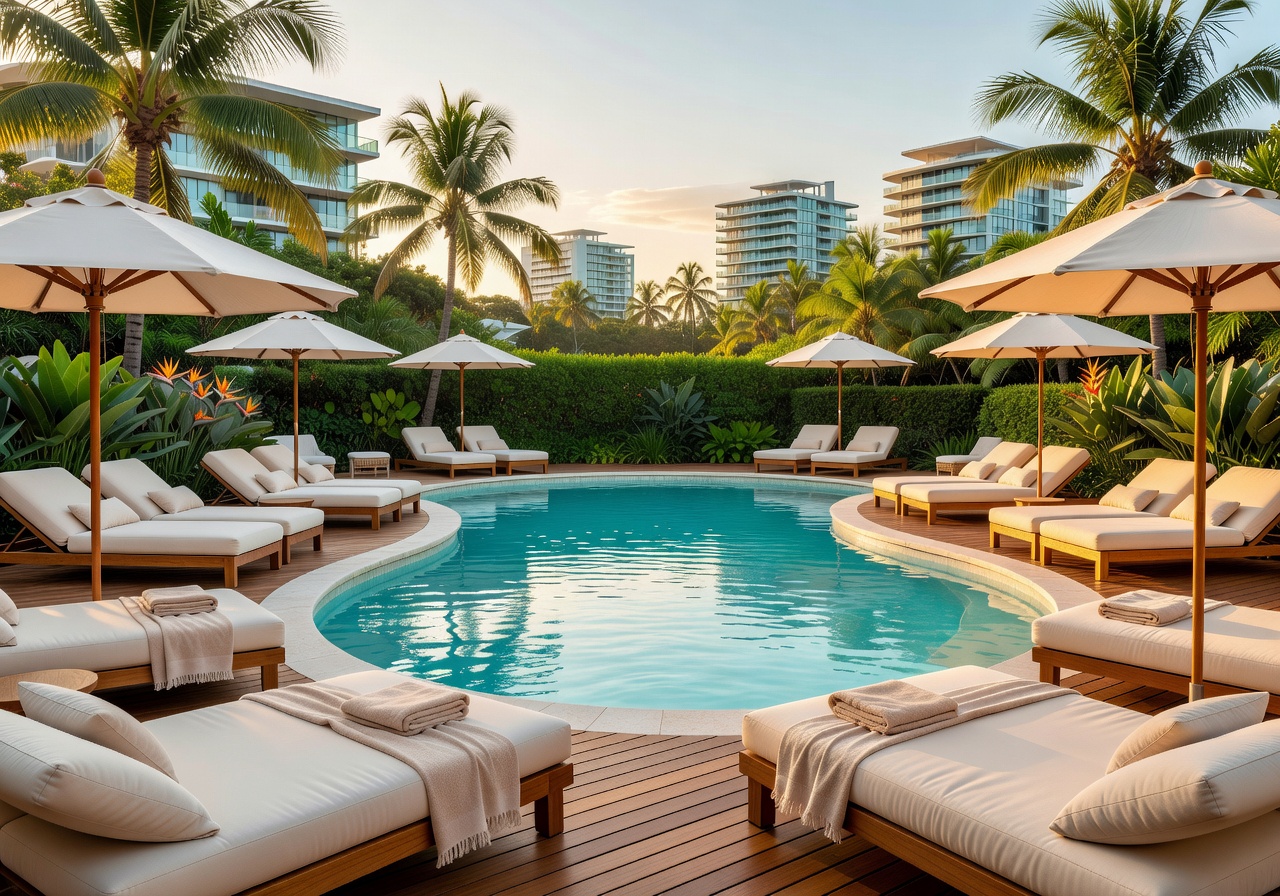 Relaxing resort pool area on the Gold Coast